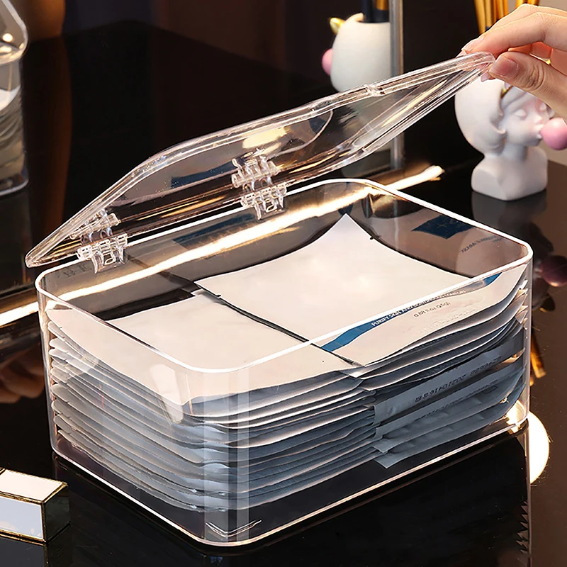 Desktop Storage Box Cosmetics Transparent Basket  Facial Mask Drawer Dustproof Face Mask Facial Mask Sorting Box