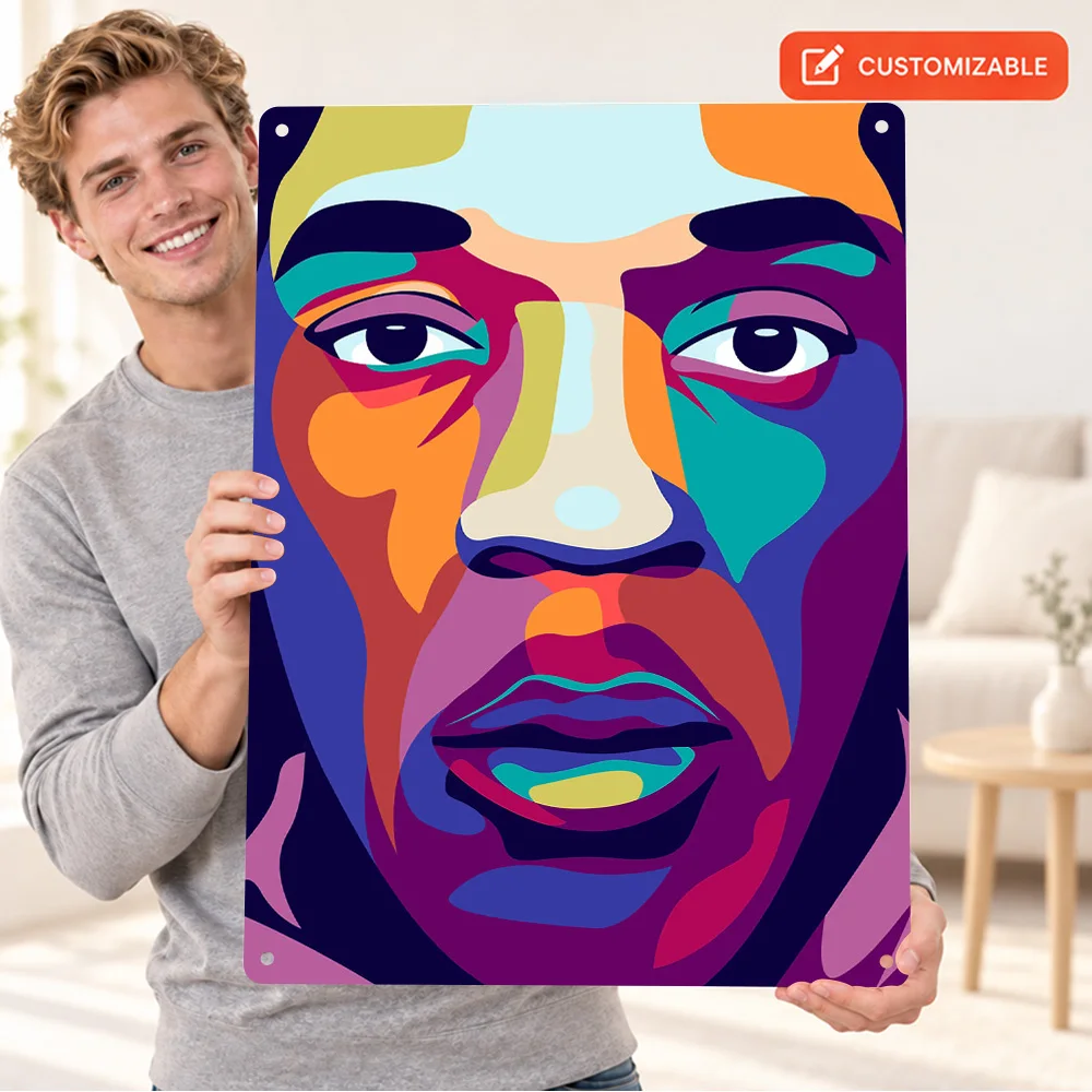 Usain Bolt Sprinter Printed Poster Customized Aluminum Metal Sign Multicolor Face Blocks Illustration Wall Art For Training Room