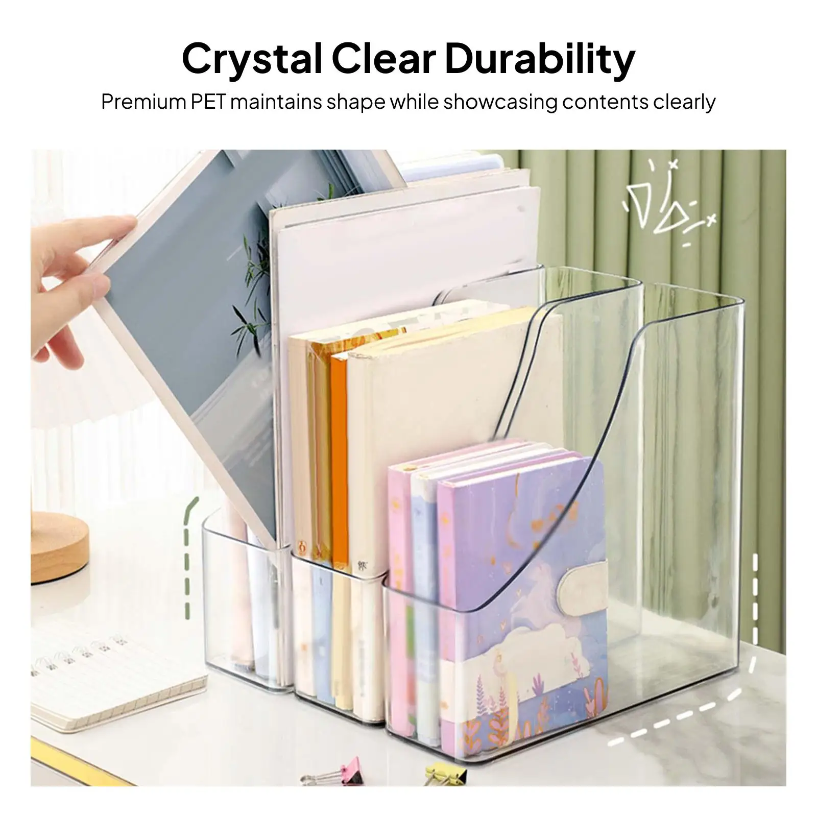 Magazine File Holder Sturdy Magazine Rack Desk Organizer Transparent Vertical Magazine Rack for School Work Desktop Office Home