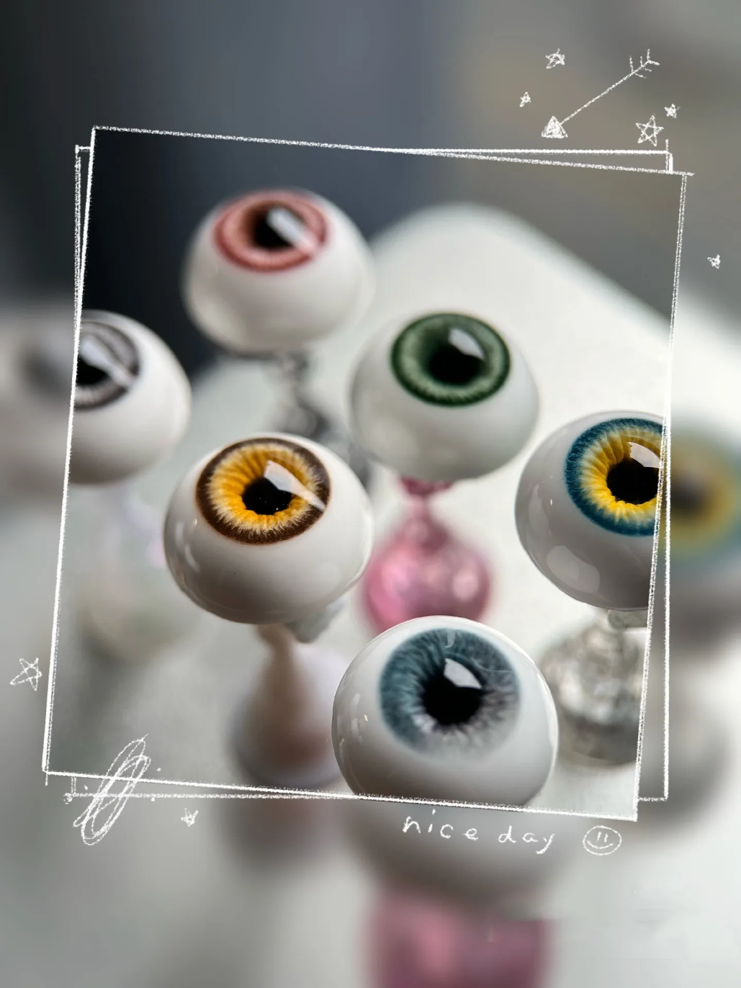 

Doll Accessories 8mm-24mm Safe Eyeball "Colored Sunflower" 1/4 1/3 1/2 BJD Doll Craft Eye Free Shipping