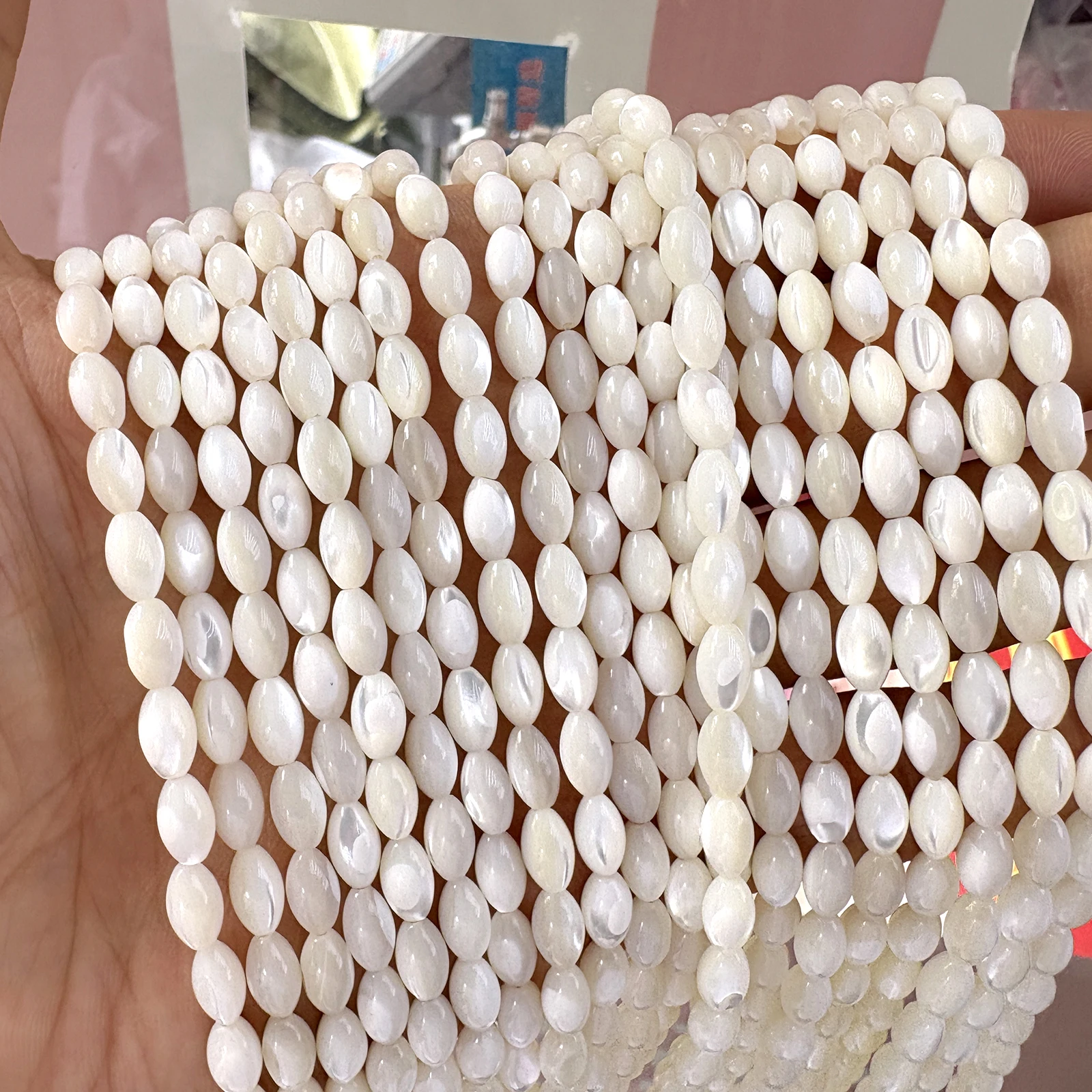 Natural White Shell Coffee Rice Beads Loose Spacer Trochidae Shell Beaded For Jewelry Making Diy Bracelet Necklace Accessories view 6