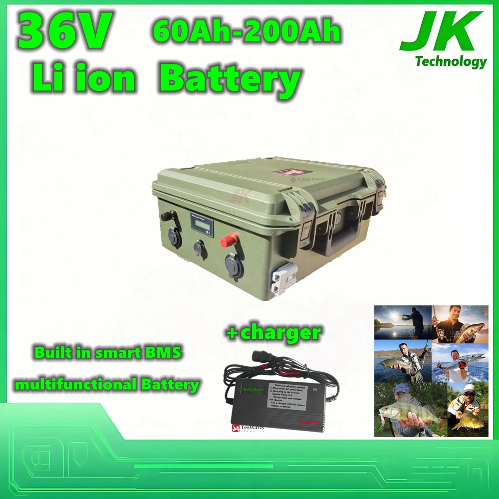 

Аккумуляторная батарея 10S 36V 60Ah 80Ah 100Ah 120Ah 130Ah 150Ah 200Ah Li-ion для электрических рыболовных лодок, автодомов, караванов + зарядное устройство