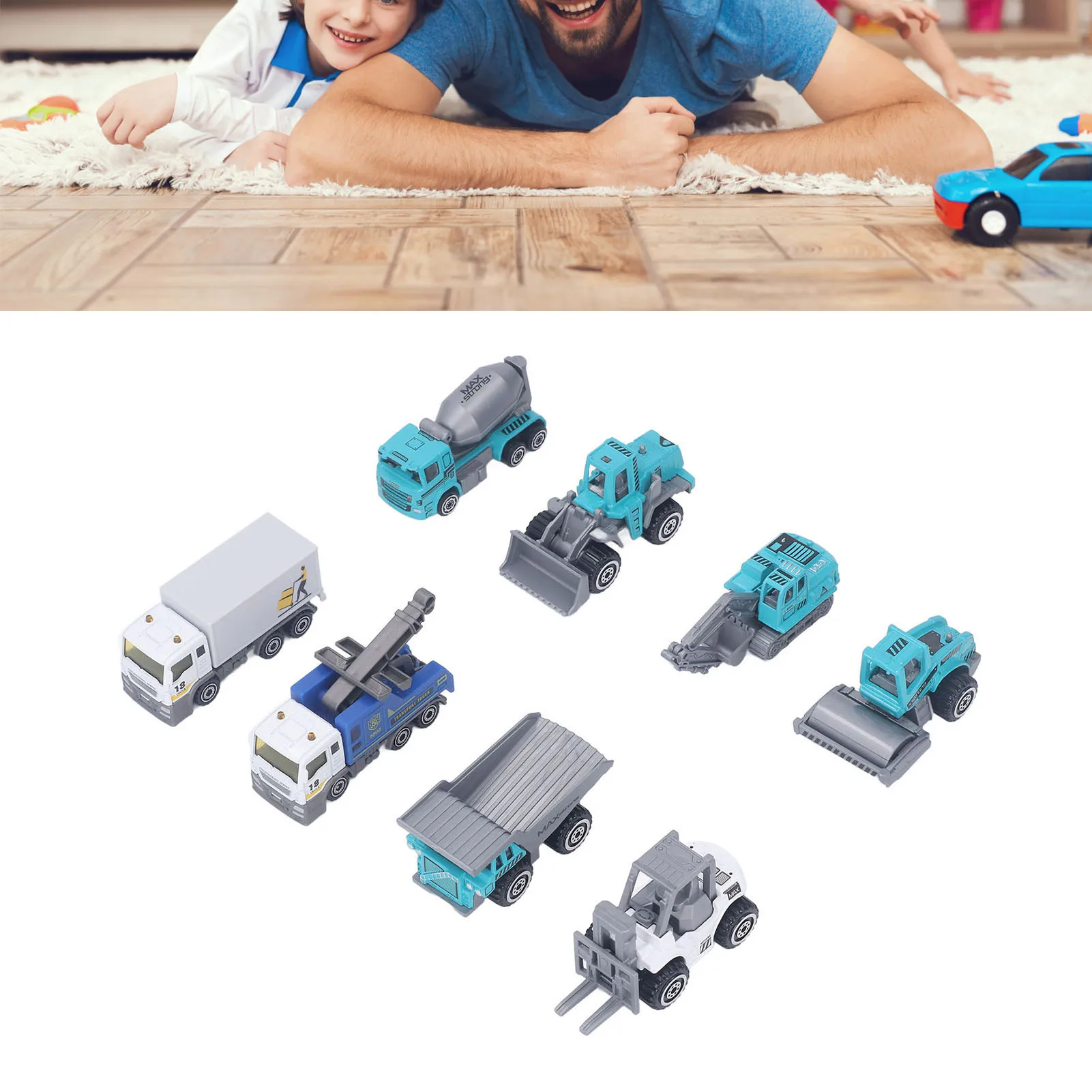 ZK20 8Pcs Engineering Vehicles Toy Lifelike Design Sturdy Durable Construction Engineering Vehicle Toys Set for Kids