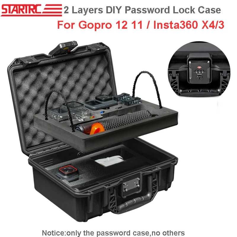 

STARTRC Sports Camera Accessory 2 Layers Waterproof DIY Password Case For DJI Action 4/3 Carrying Storage Box For Gopro 12/11/10