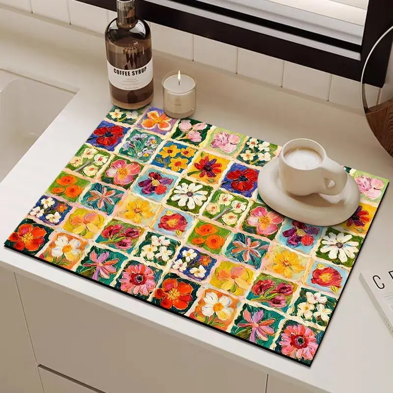 VIKAMA Coffee Machine Water Drain Pad Anti-Slip Heat Insulation Kitchen Dining Table Water Absorption Oil Absorption Pad Decor