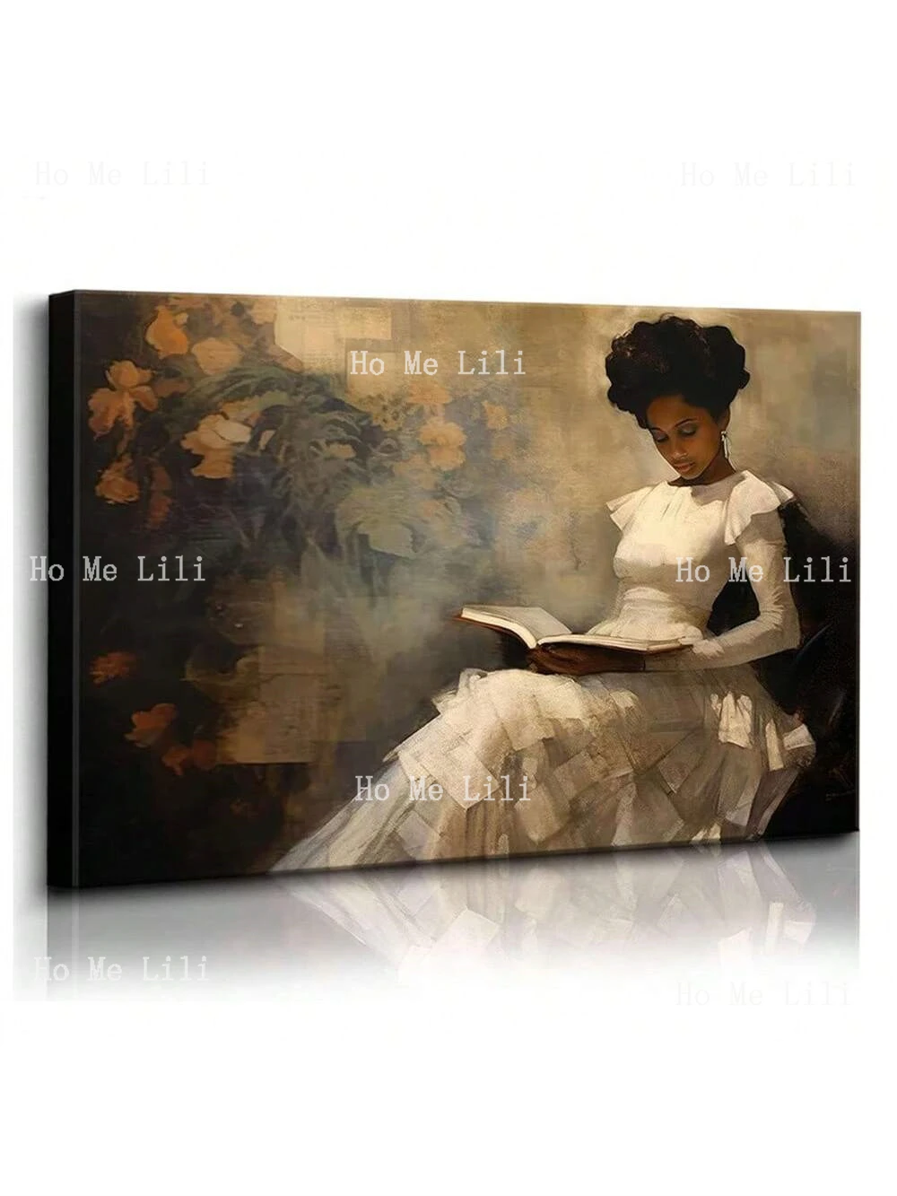 Retro African American Wall Art Portrait Reading Poster Famous Oil Painting Wall Art 18th Century Women's Antique Painting