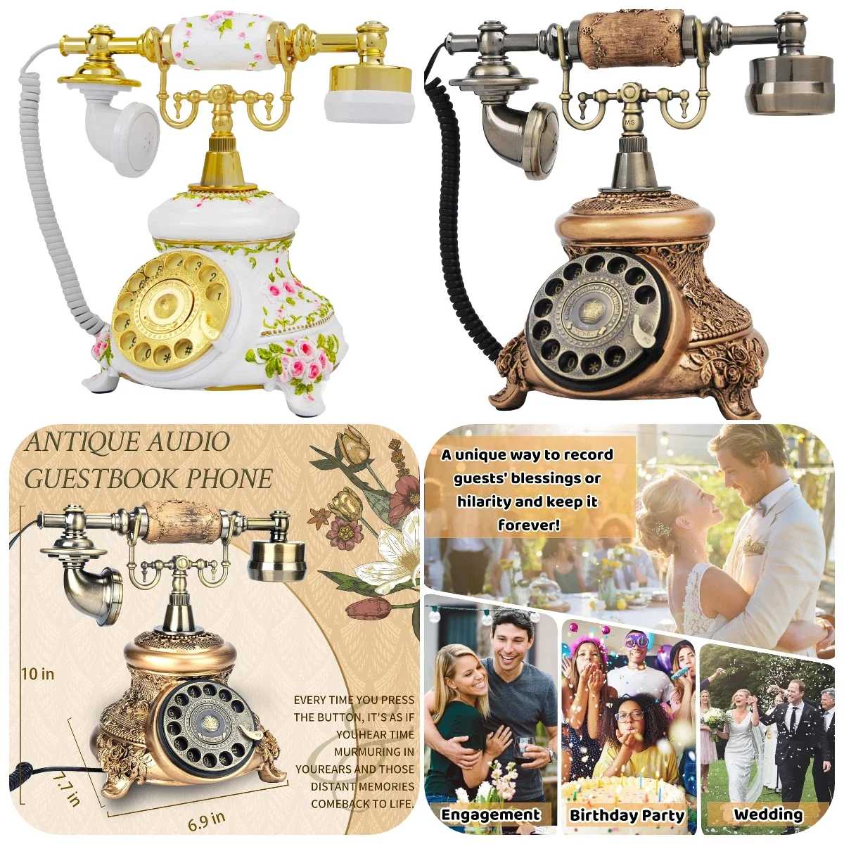 الكلاسيكية خمر الروتاري الحرفية الزفاف الزوار زهرة بيضاء العتيقة التذكارية نعمة الصوت الهاتف اعترافات حفلة عيد ميلاد استخدام