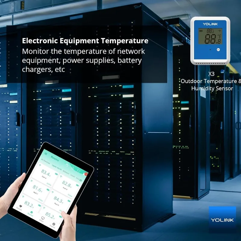 YoLink 2-Pack X3 Versi Pencatat Data Suhu Kelembaban, Jangkauan Nirkabel Terpanjang, Baterai 5+ Tahun, Email/Teks/Peringatan Aplikasi, Ale