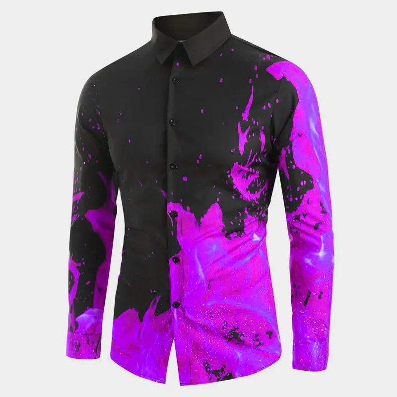 Shirt men splash ink abstract fashion casual outdoor street party men\'s tops comfortable and soft high quality t-shirt plus size