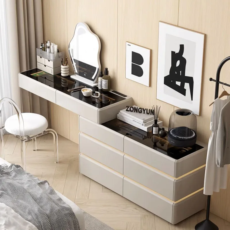 

Luxury Italian Dressing Table Storage Shelf Organizers Simple Dressing Table Cabinet Stool Meuble De Chambre Home Furniture