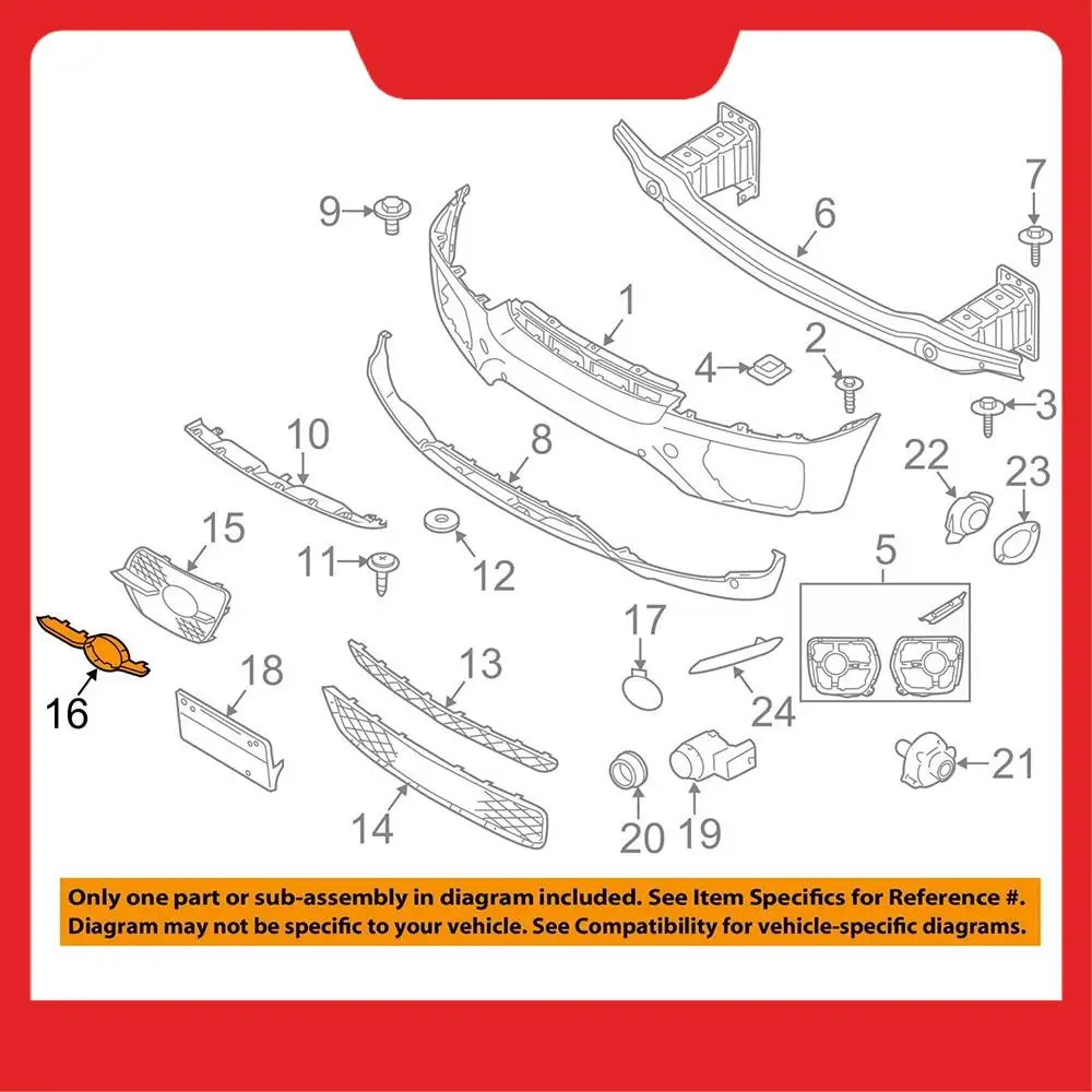 1Zestaw dla -BMW X6 E71 E72 2008-2014 Przedni zderzak Światło przeciwmgielne Osłona grilla Wykończenie 51117188385 51117188386