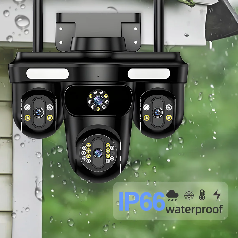 8K 4-Lens Outdoor PTZ Two Way Audio CCTV Security Camera16MP with AI Tracking IP66 Waterproof WiFi Cloud Storage for FFvideo