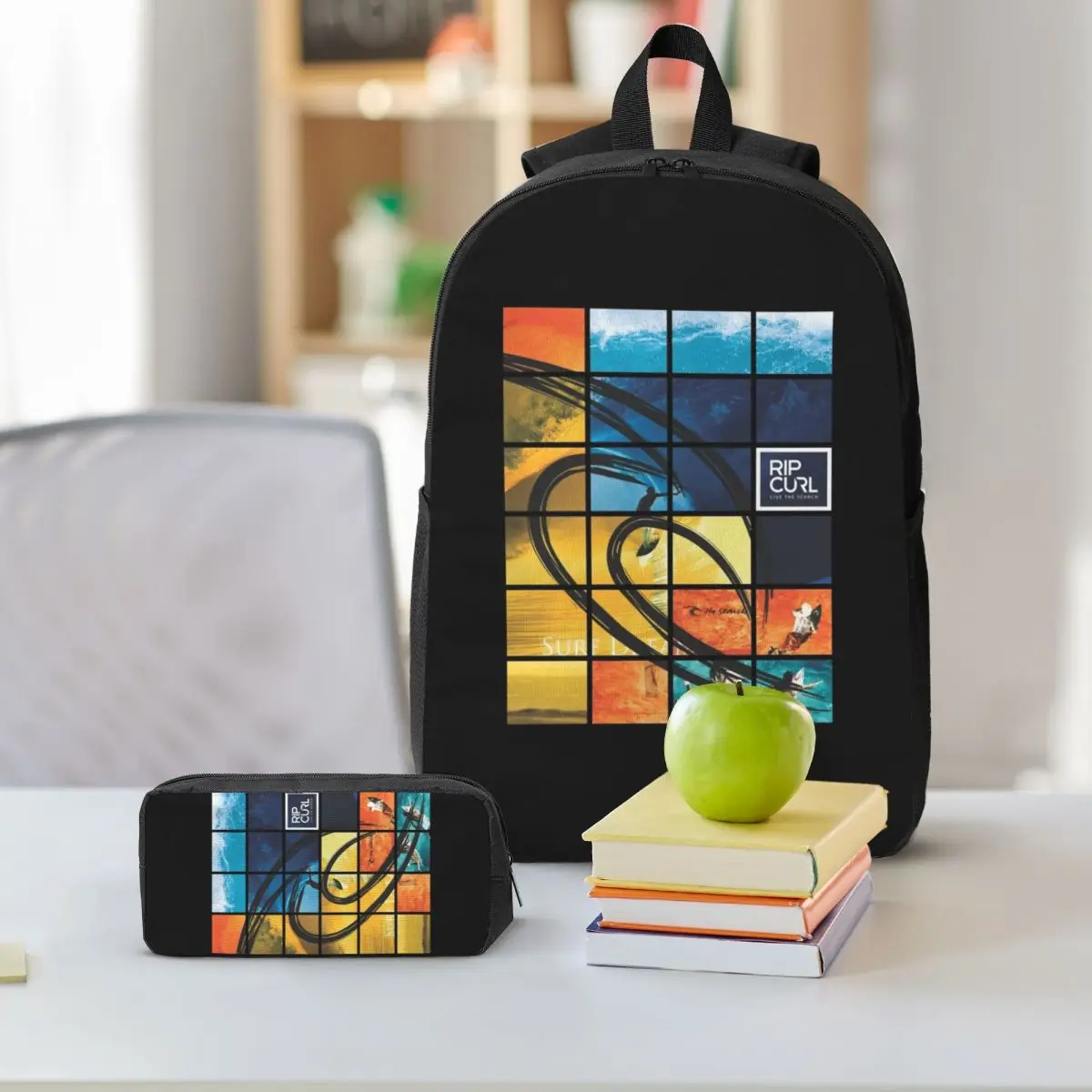 Posters Rip Curl Skates Logo Backpack Student BookBag School Bag Computer Shoulder Bags 3ps Insulated Lunch Bag Pencil Case