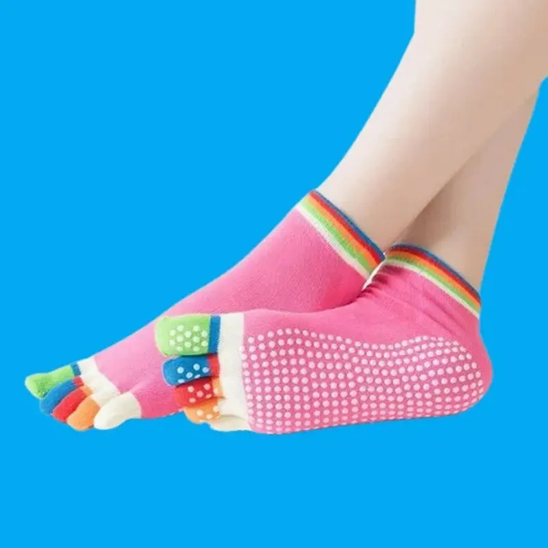 2/5 Pairs Short Tube Yoga Socks Open Toe Women's Massage Yoga Five-Toe Socks Sports 2024 Colorful Five-Toe Women's Fashion Socks