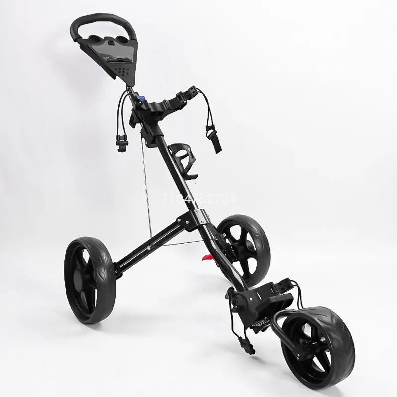 

Golf Push Cart 3-Wheel Pull Cart, Foldable Golf Bag Caddy with Wheels, Lightweight Golf Club Carrier for Storage Transportation