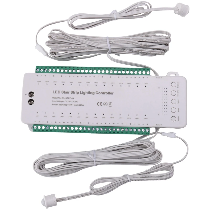 28CH Intelligent Sensor Stair Light Controller DC12V-DC24V Stair Step Light Controller LED Strip Dimmer