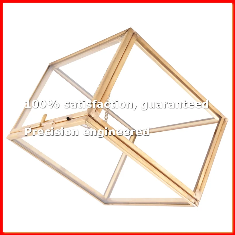 Square Opening Glass Geometry Garden Jewelry Boxs Mirror Jewelry Storage Box Eternal Flower Decoration Box Crafts-A13G