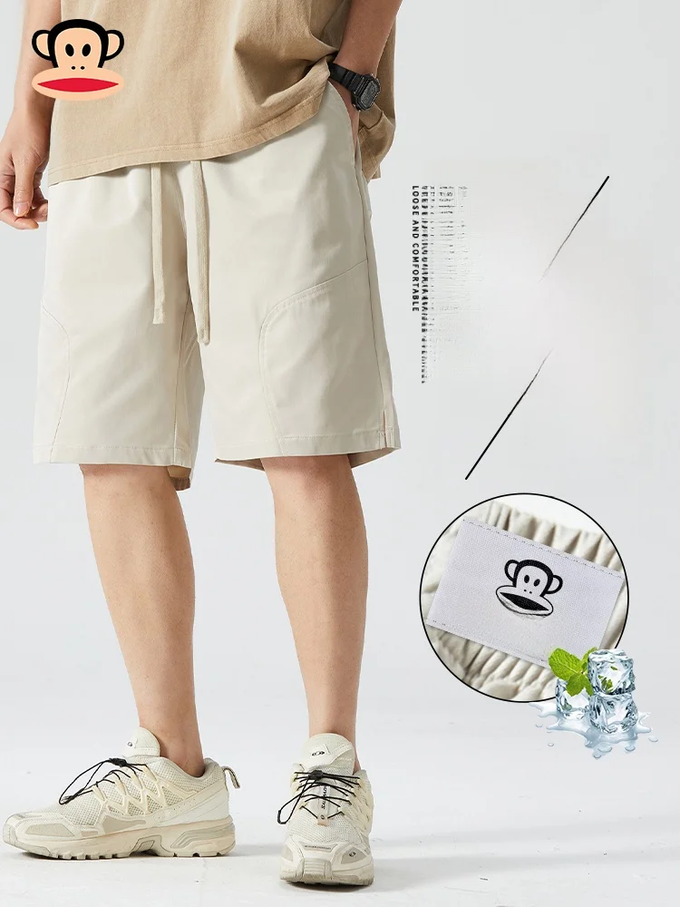 

PaulFrank Ice Silk Qui Dry Casual orts Men Summer Thin Faionable Workwear Five-Quarter Pants Loose Straight Leg No-Wais...