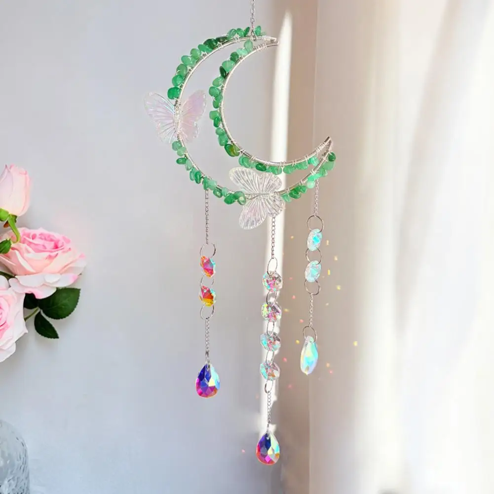 

Home Wall Ornaments Moon Butterfly Suncatcher with Glass Prisms Healing Window Decor Gift for Christmas Birthday Valentine