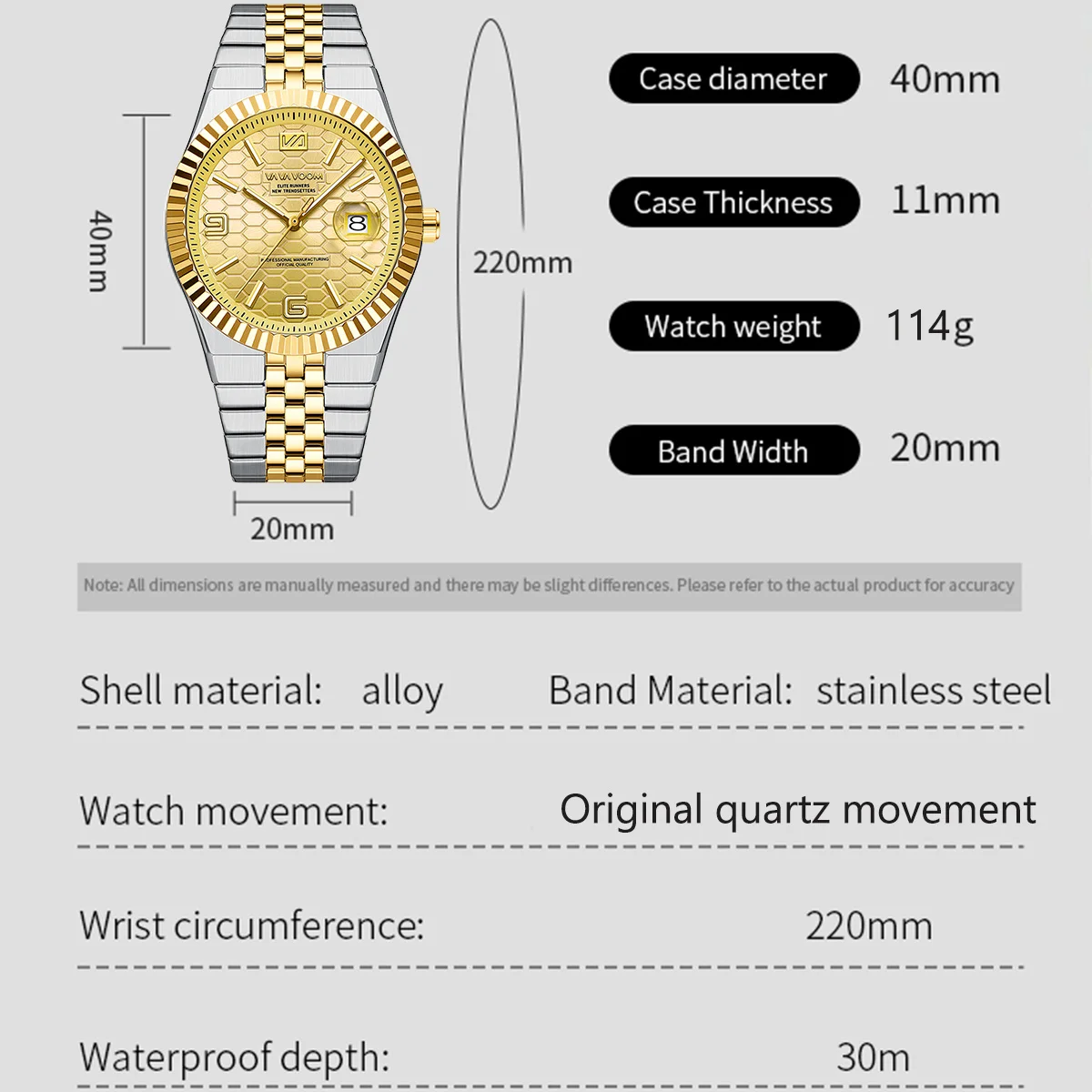 2025 novos relógios masculinos lindo azul ouro 40mm relógio clássico de aço inoxidável série mergulho waterdrop calendário relógio de quartzo para homem