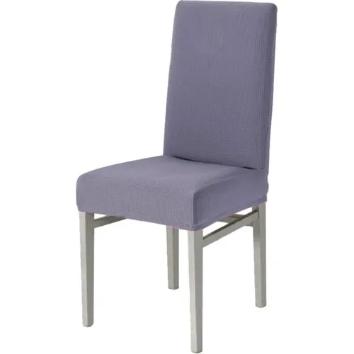 Bogda Square Desenlı Lycra Washable Chair Case On Lilac Color | Chair Cover 6'lı