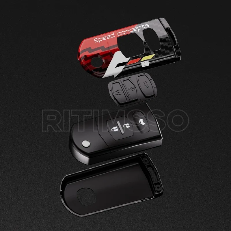 New Fashion Color Car Key Case Cover for Mazda 3 5 6 Series M6 RX8 MX5 2 3 4 Buttons Flip Key Protector Fob Bag Accessories