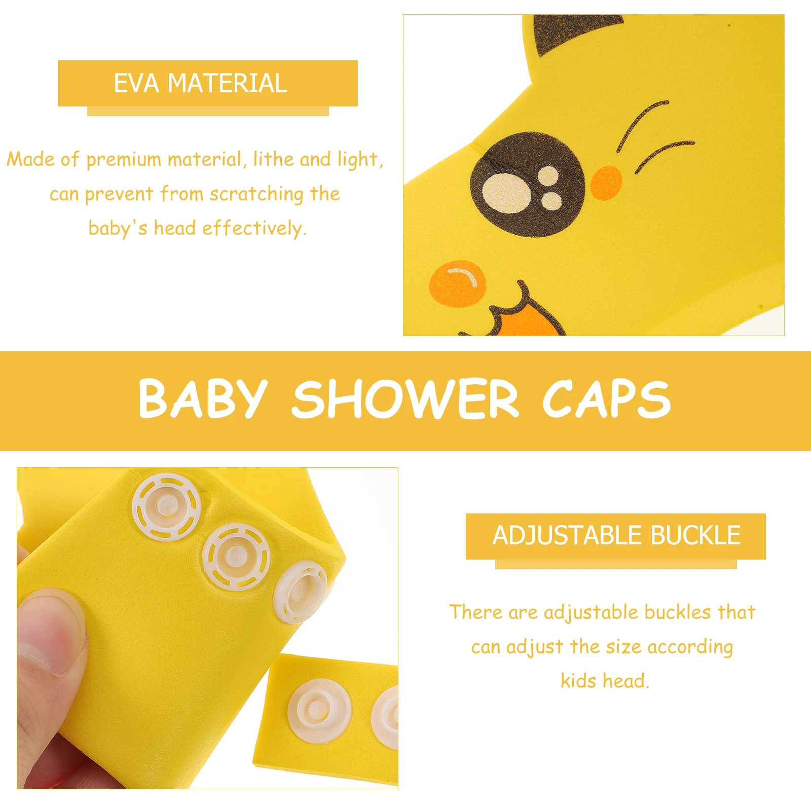

2Pcs Waterproof Shower Caps Lightweight Bathing Hats Kids Shampoo Ear Protector Infant Hair Washing Hood Adjustable