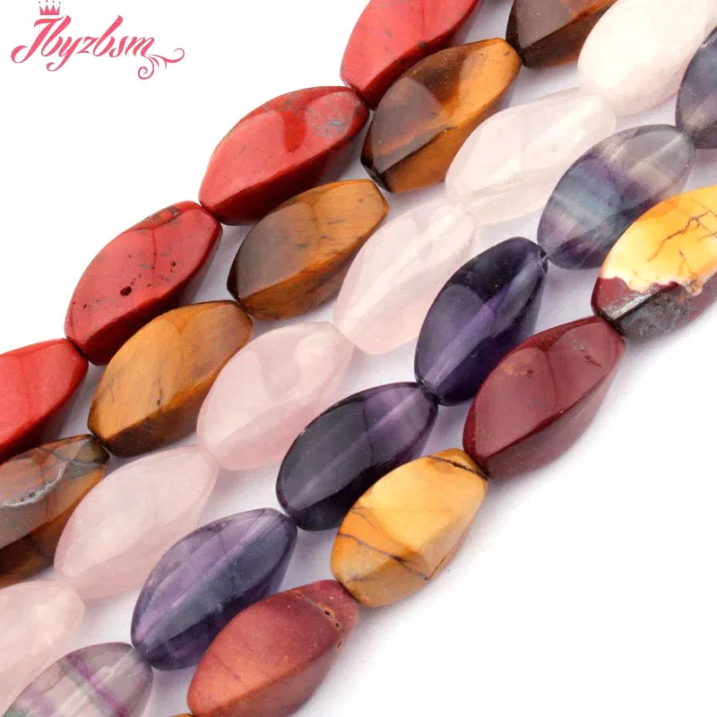 8x16mm Natural Fluorite Quartz Jasper Twist Shape Stone Beads For DIY Necklace Bracelet Earring Jewelry Making 15