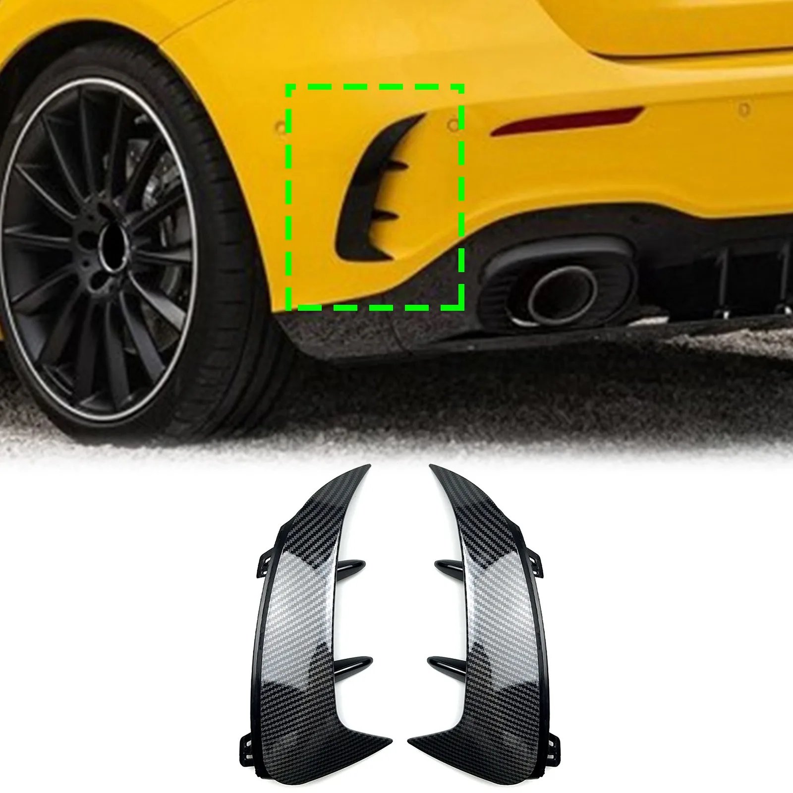 Rear Bumper Side Canard Fins Air Knife For Mercedes Benz A-class W177 A200 A220 A35 AMG 2018-2022
