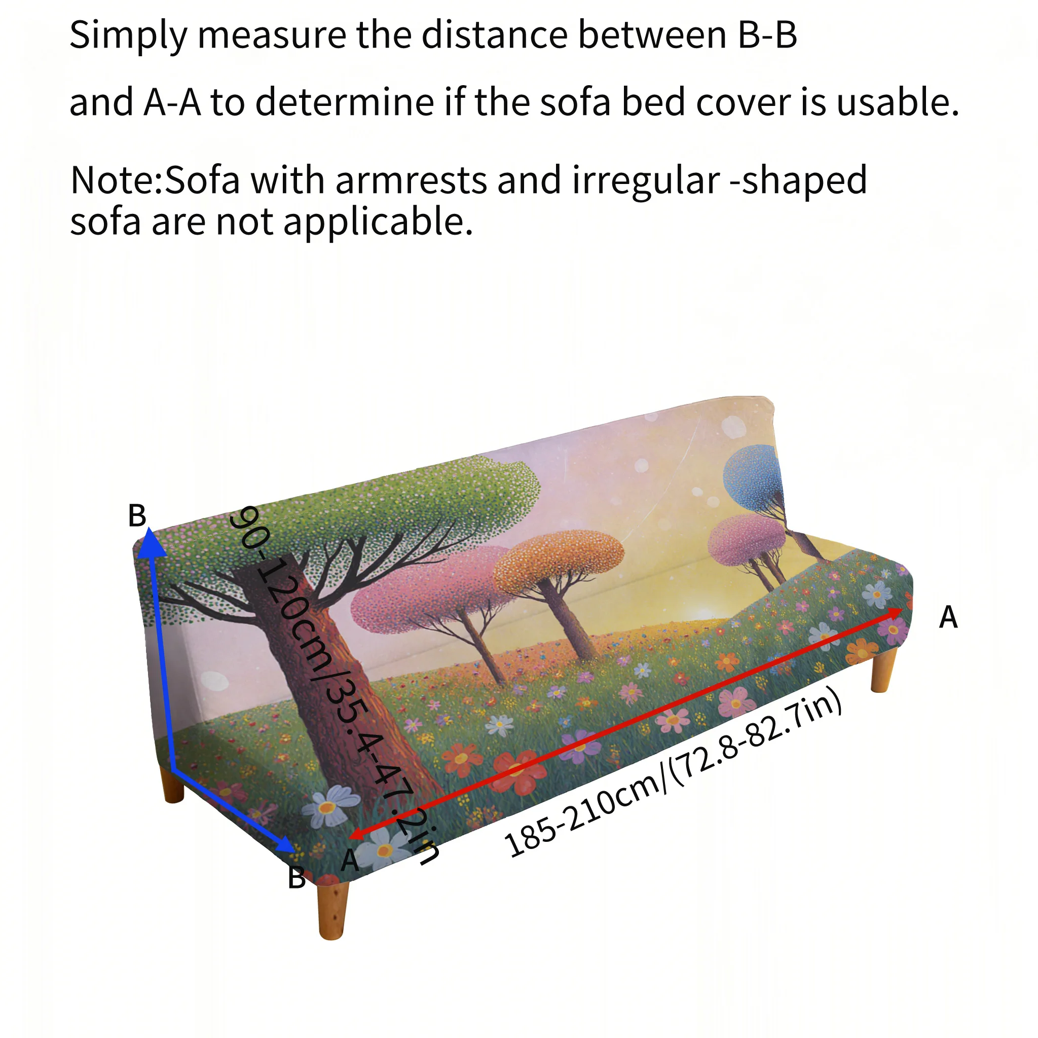 Fairy tale forest printing elastic sofa bed cover, living room sofa bed cover, dustproof machine washable sofa bed cover