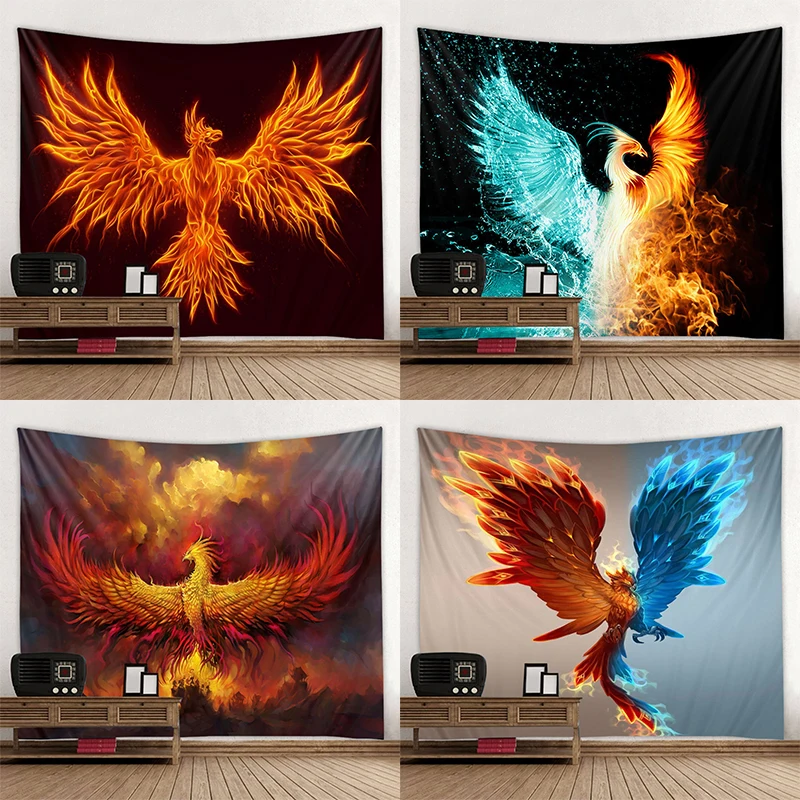 Fire Phoenix Wall Hanging Tapestry Flying Bird Art Decoration Wall Hanging Bedroom Room Living Room Home Decoration