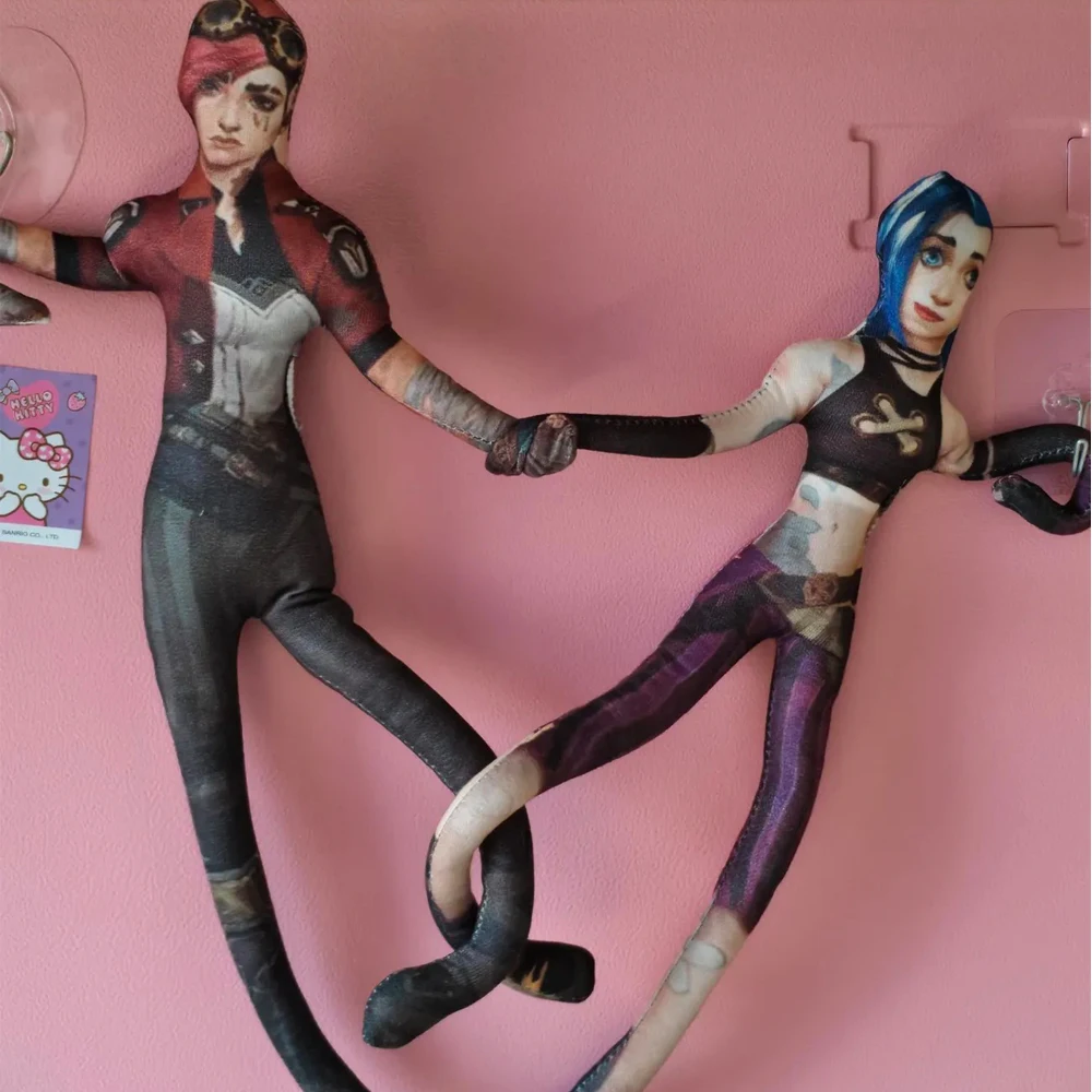 35cm Flexible With Body Wire Funny Cosplay Anime Game Character Powder Jinx / Vi /  Ekko‌ Plush Toys Plushie Doll Holiday Gift
