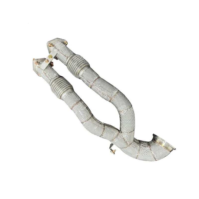 304 Stainless Steel Exhaust Downpipe With Heat Shield For Audi TTRS