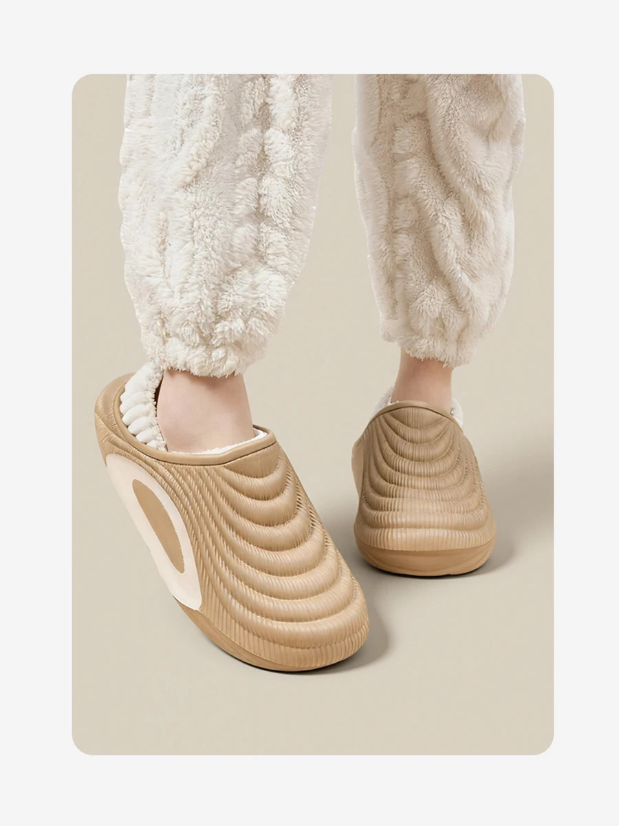 TZLDN Chinelos femininos quentes de inverno com desenho de ovelha, bico fechado, antiderrapante, sapatos de casa peludos, chinelos de pelúcia para quarto interno