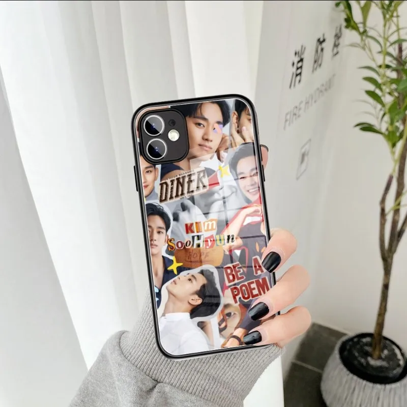 Handsome Actor K-Kim Soo Hyun Phone Case Tempered Glass FOR IPhone 14 13 11 12 Pro 8 7 Plus X 13 Pro MAX XR XS MINI Covers