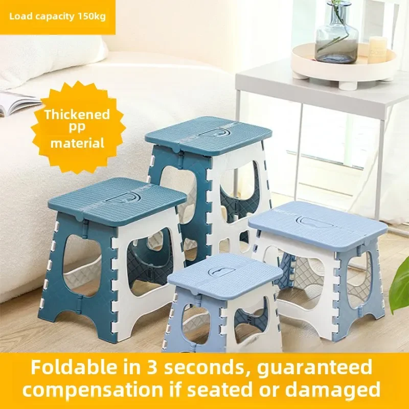 

Портативный пластиковый складной табурет, небольшой стул-скамейка для кемпинга и домашнего использования