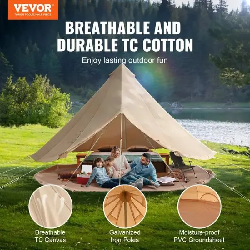 4 Season Can Yurt Tent 22.97ft with Stove Jack Waterproof Breathable Large Teepee Tent Family Glamping Outdoor Camping