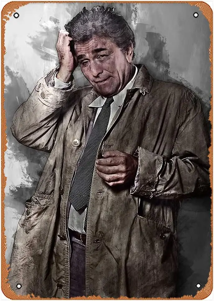 Retro Tin Sign Film Tickets Columbo Print Columbo Wall Art Vintage Tin Sign Kitchen Garage Man Cave Wall Decor Funny Pubs 8x12 I