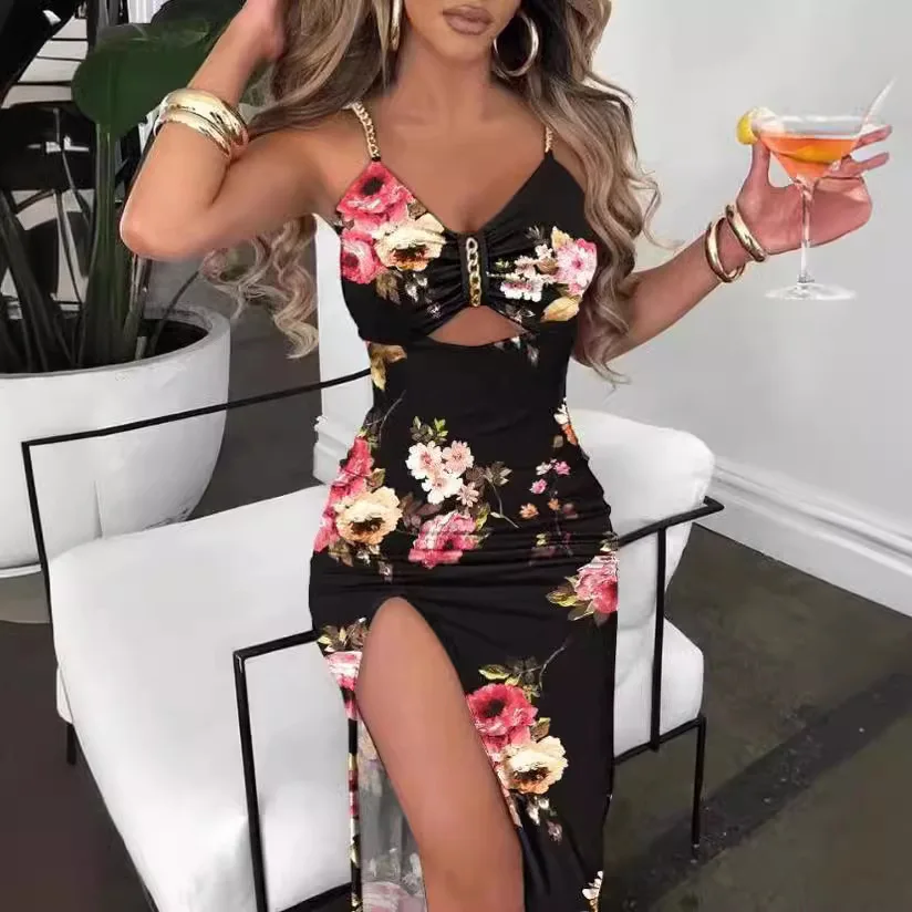 Sexy Vrouwen Elegante Zwarte Cocktail Party Prom Luxe Avond Chic Formele Gelegenheid Jurken Split Dance Korte Gala Jurk Kleding