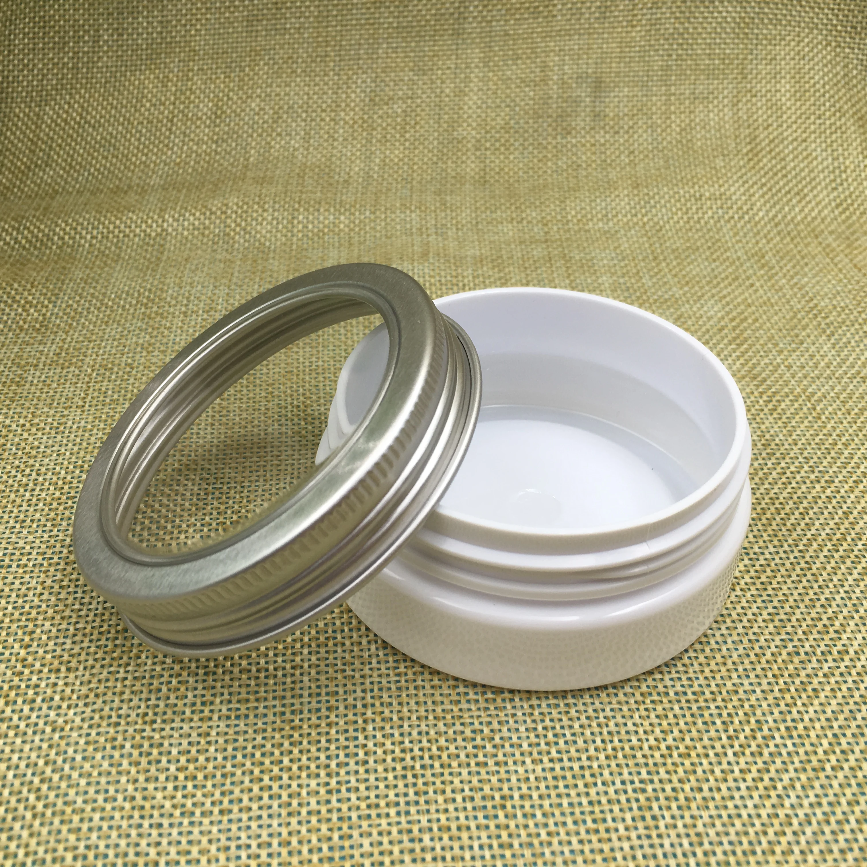 30ml White Plastic PET Packaging Container Flat Sugar Jar Cream Bottle Silver Window Lid