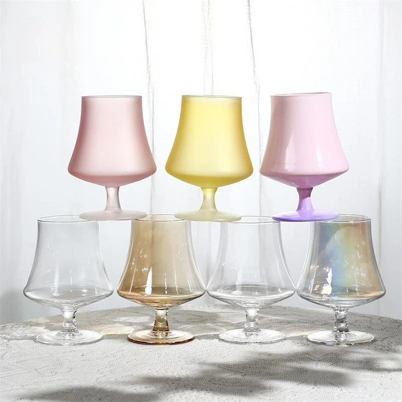 Middle Ages Frosted Glass Goblet Ins Style, Vintage Simple Cocktail Cup, Light Luxury Household Juice Cup