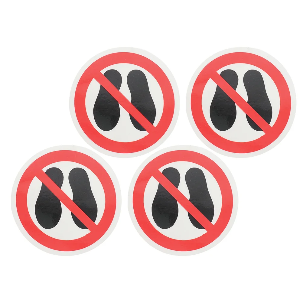 

4 pcs No Stepping Safety Warning Signs Vinyl Stickers Floor Caution Decals For Indoor Outdoor Use Adhesive Waterproof Stop Sign