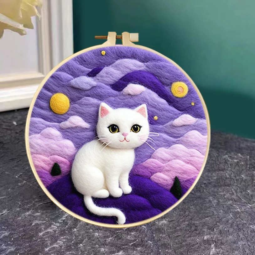 

Wool Felt Kit Cat Animal Diy Craft Supplies Felt Tool Instruction Included Home Decoration Stitch Wool Burlap Set