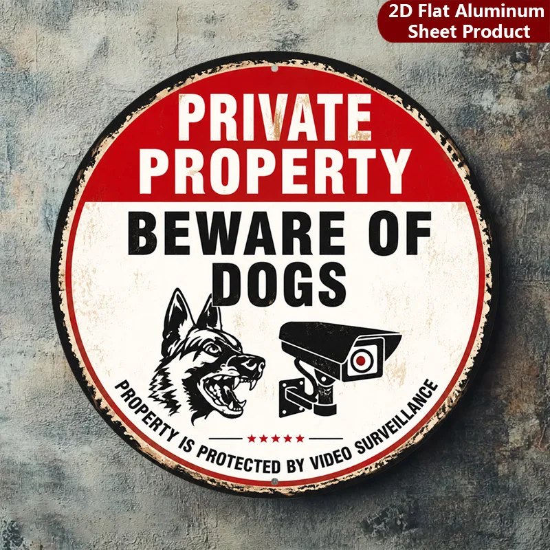 2D Flat, 1pc, Vintage Decorative Sign Guard Dog Plaque Surveillance Perfect for Home, Porch, Garden, Cafe, Etc, Outdoor Signage