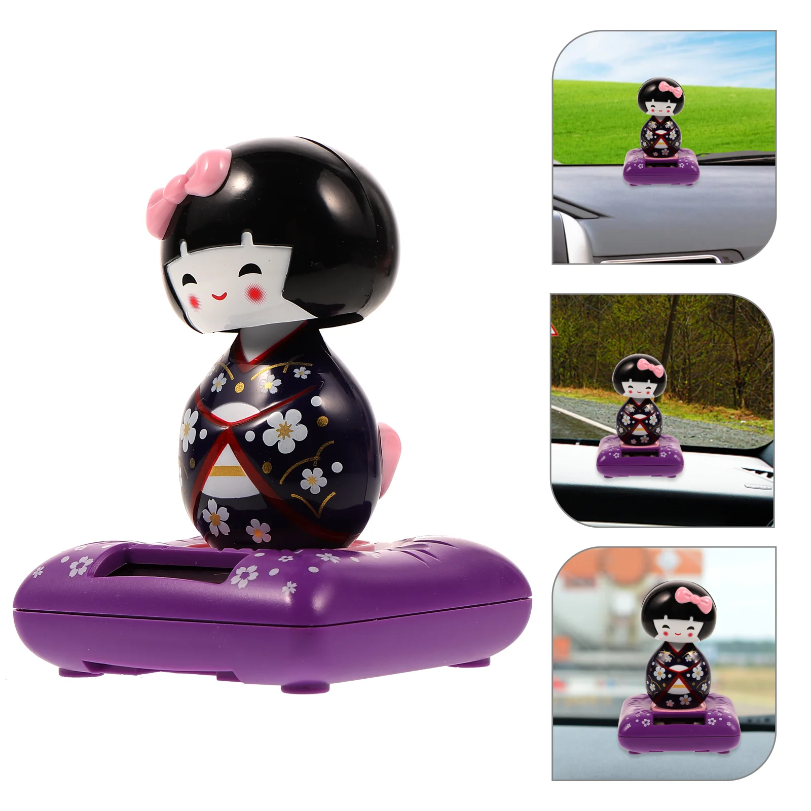 Figuras de dança movidas a energia solar, brinquedos infantis, decoração de interiores de carro, presente, roxo, bonecas infantis para meninas