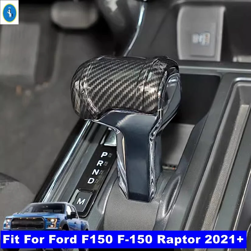 

Car Accessories Steering Wheel Button Frame Gear Head Knob Cover Trim For Ford F150 F-150 Raptor 2021 - 2023 Carbon Fibre Look