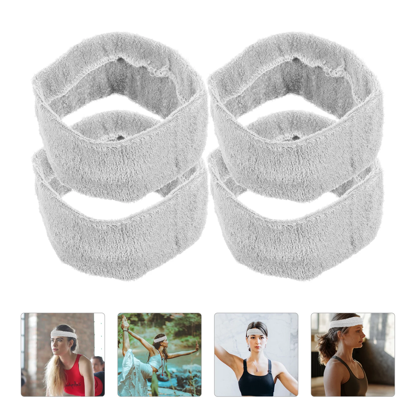 

8 Pcs Moisture-wicking Headband Sports Towel 8pcs (grey) Headbands Elastic Hair Sweat Absorbing Yoga Training