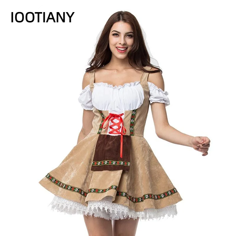 Oktoberfest Costume Traditional Couple German Bavarian Beer Costume Adult Overalls Cosplay Women Halloween Carnival Party Dress