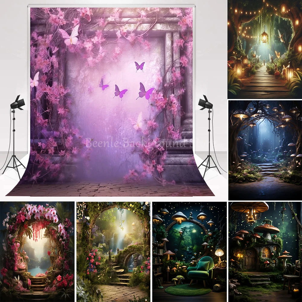 

Beenle Dreamy Forest Fairy Tale Wonderland Jungle Vinyl Background Baby Birthday Wedding Photography Backdrop Photo Studio Props