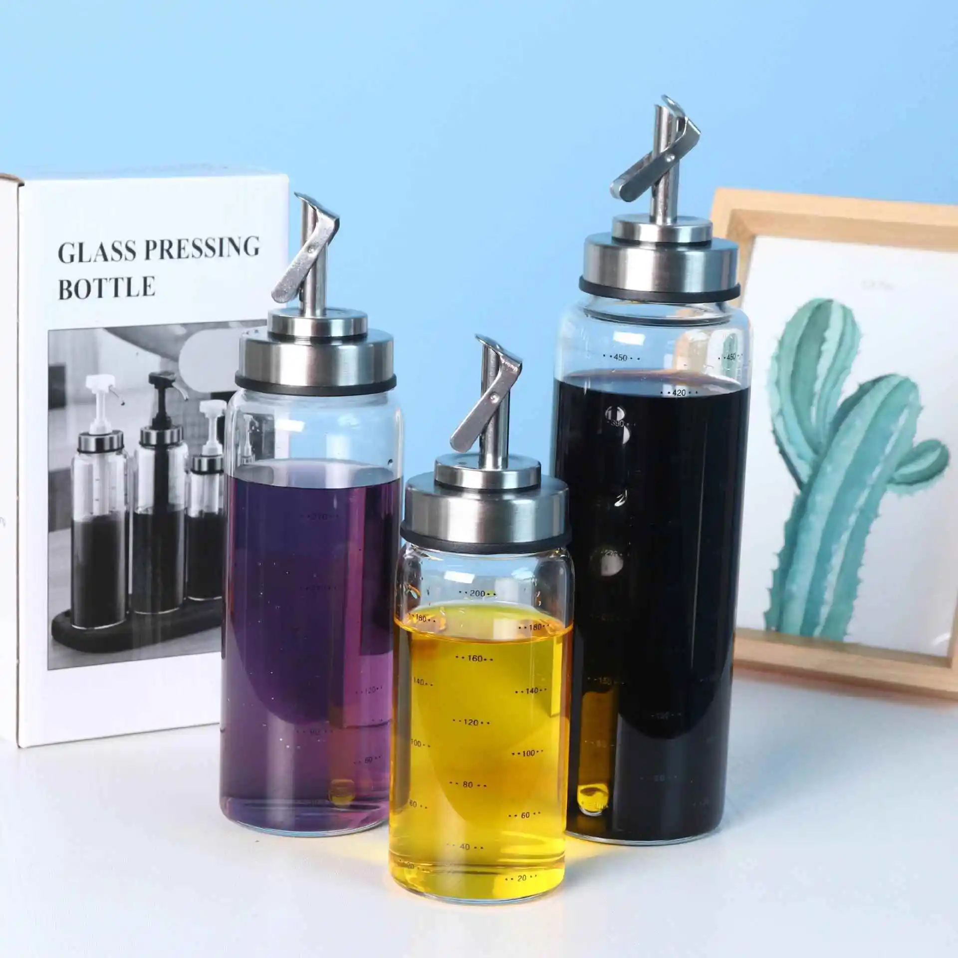 

Современная простая стеклянная бутылка для масла, кухонная емкость для хранения, герметичная бутылка для приправ, уксуса, соевого соуса, вина